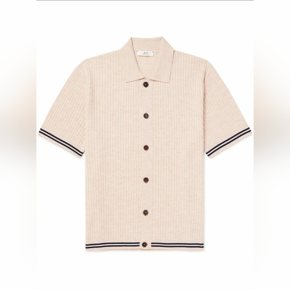 Mr P. - Striped Ribbed Merino Wool Shirt